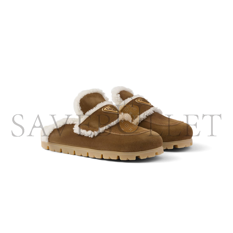 PRADA SUEDE AND SHEARLING SLIPPERS 1S711M PRADA SUEDE AND SHEARLING SLIPPERS 1S711M